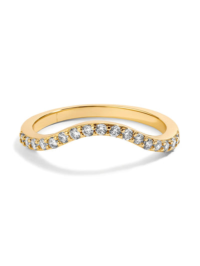 Sleek Wave Line Diamond-Inlaid Ring