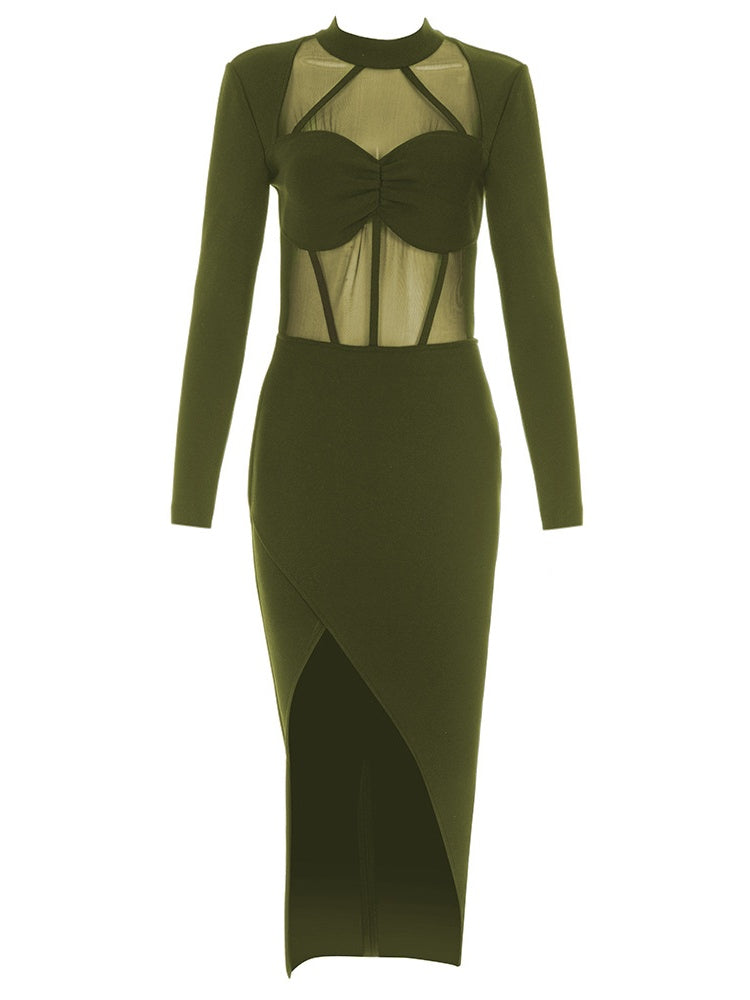 Bandage Mesh Bodycon Dress