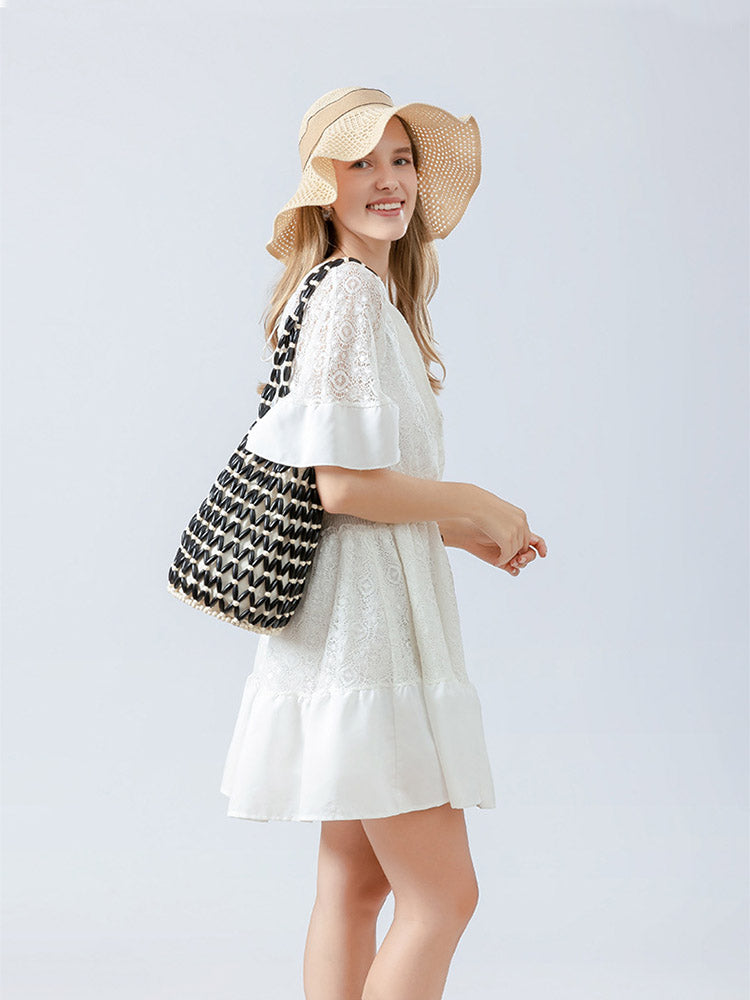 Wooden Bead Bucket Bag