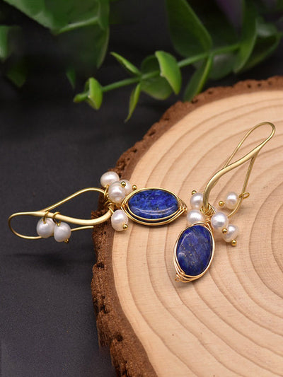 Pearl Earrings High-end Baroque Lapis Lazuli Earrings