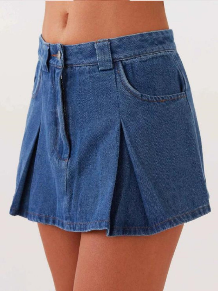 Casual Sleeveless High Waist Denim Set