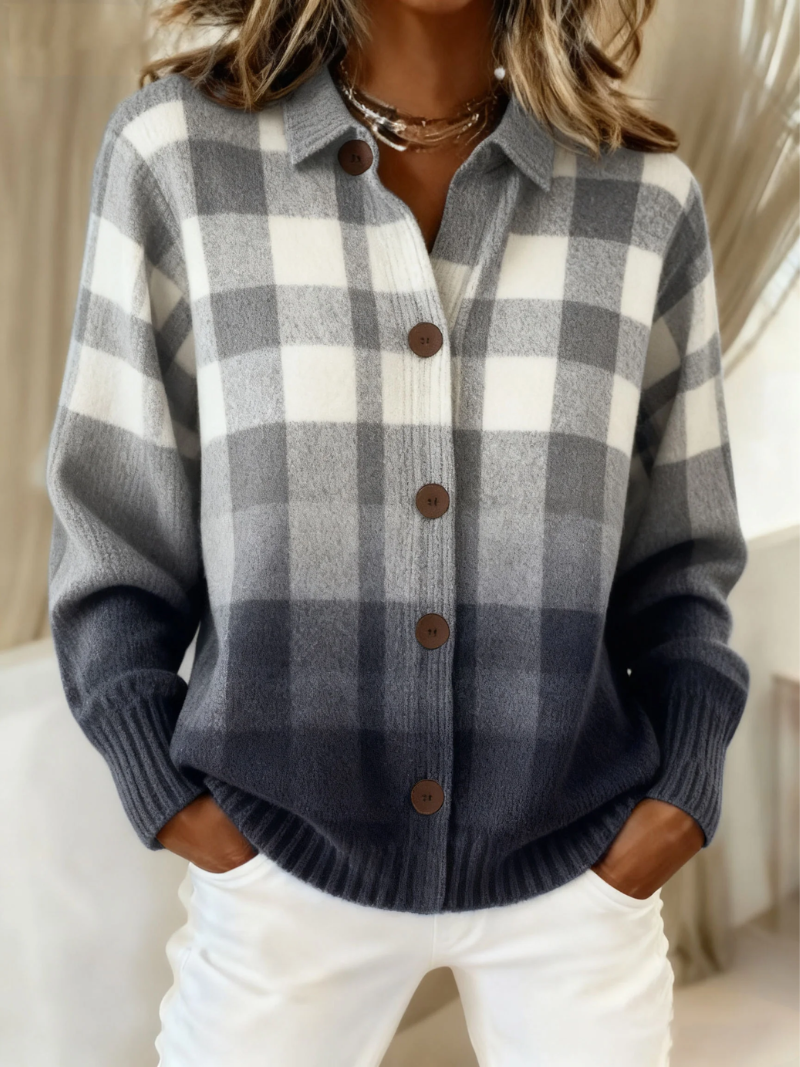 Mara | Checked Knit Blouse