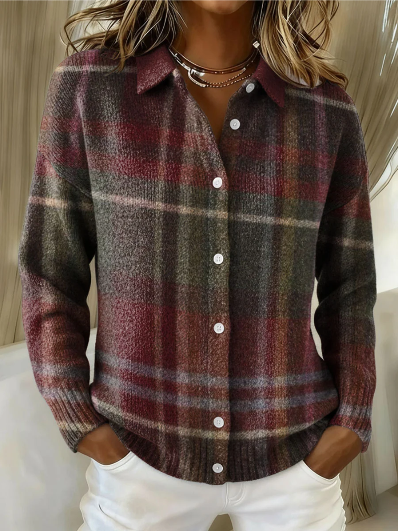 Emily | Checked Knitted Blouse