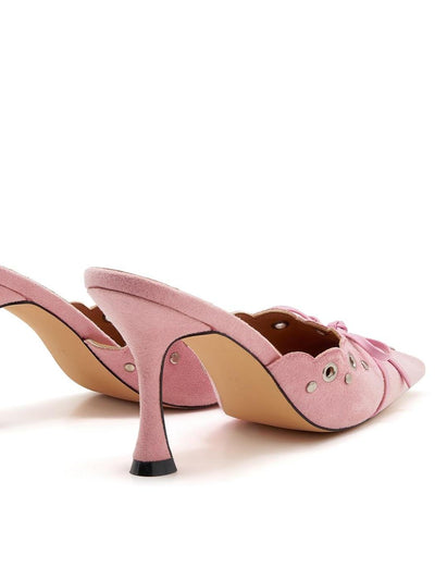 Hollow Pointed High Heels Sandals Closed Toe Half Slippers