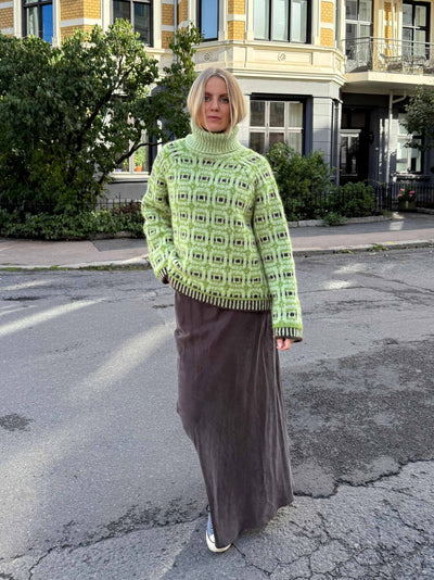 Geometric Patterned Turtleneck Sweater