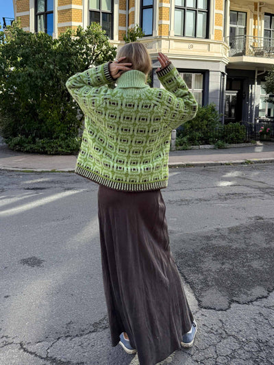 Geometric Patterned Turtleneck Sweater