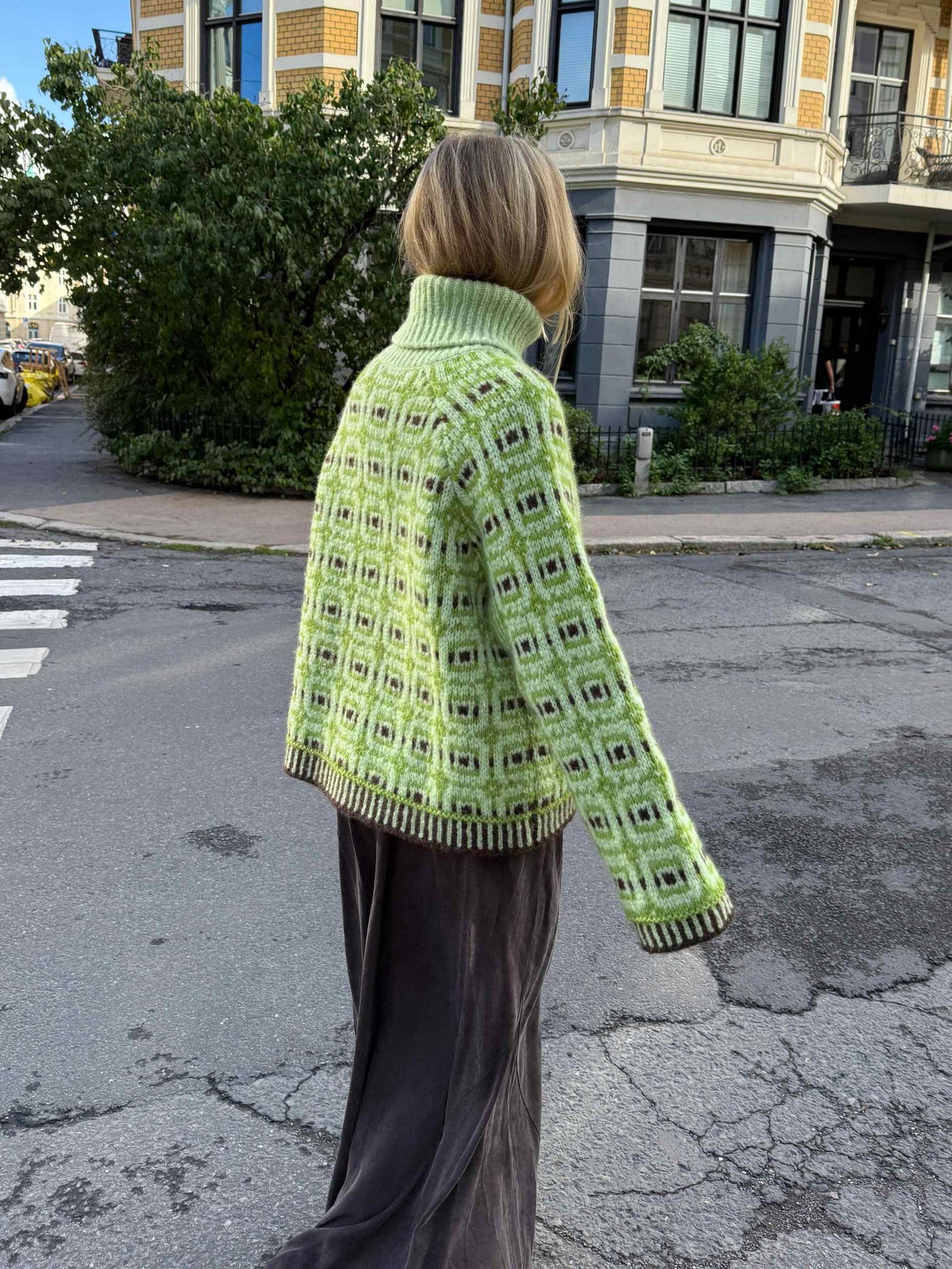 Geometric Patterned Turtleneck Sweater