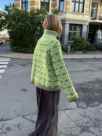 Geometric Patterned Turtleneck Sweater