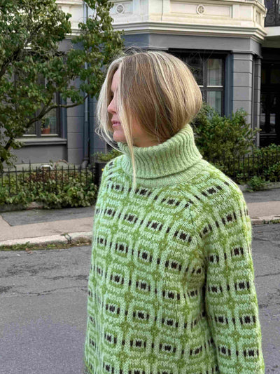 Geometric Patterned Turtleneck Sweater