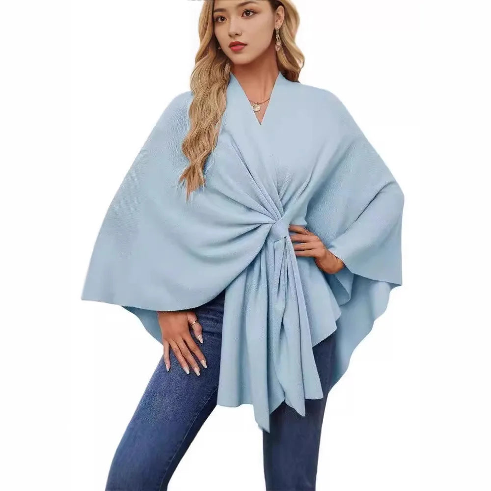 Aqua Wave Knot Poncho