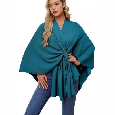 Aqua Wave Knot Poncho