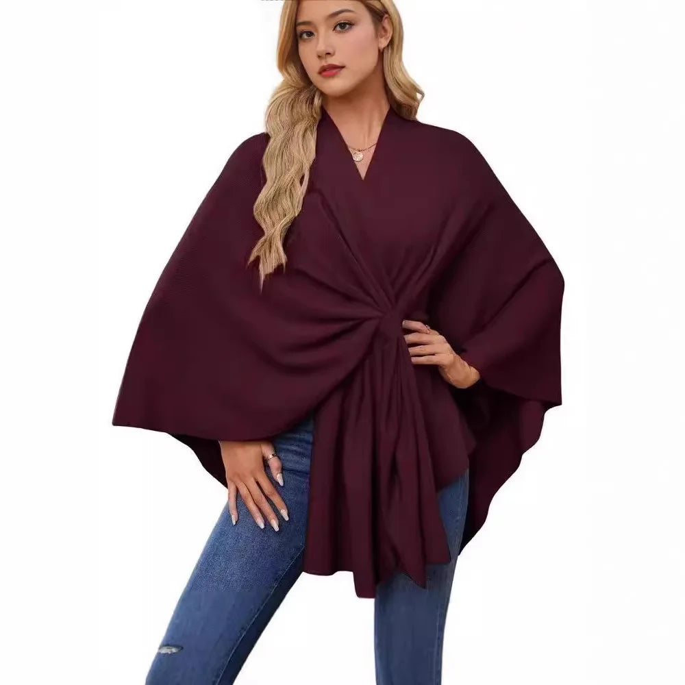 Aqua Wave Knot Poncho