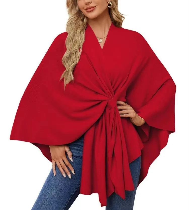 Aqua Wave Knot Poncho