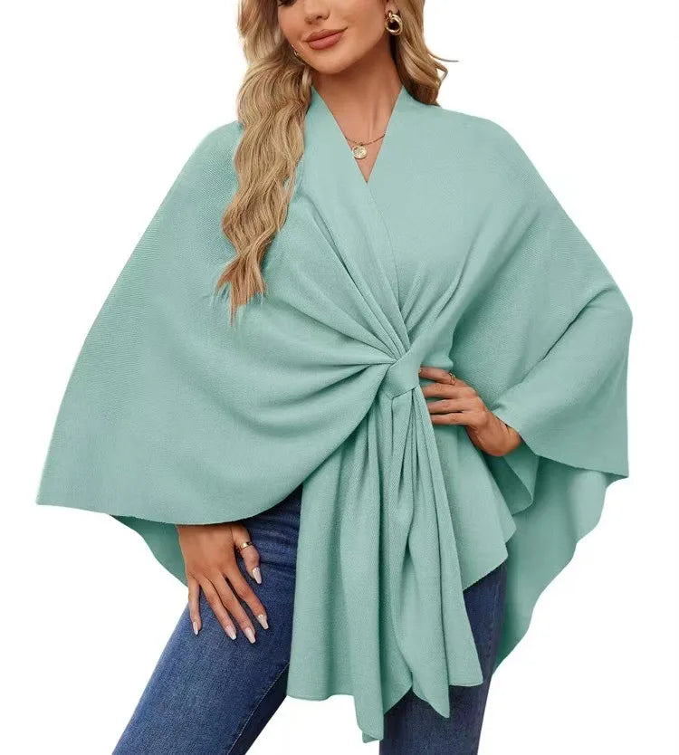 Aqua Wave Knot Poncho