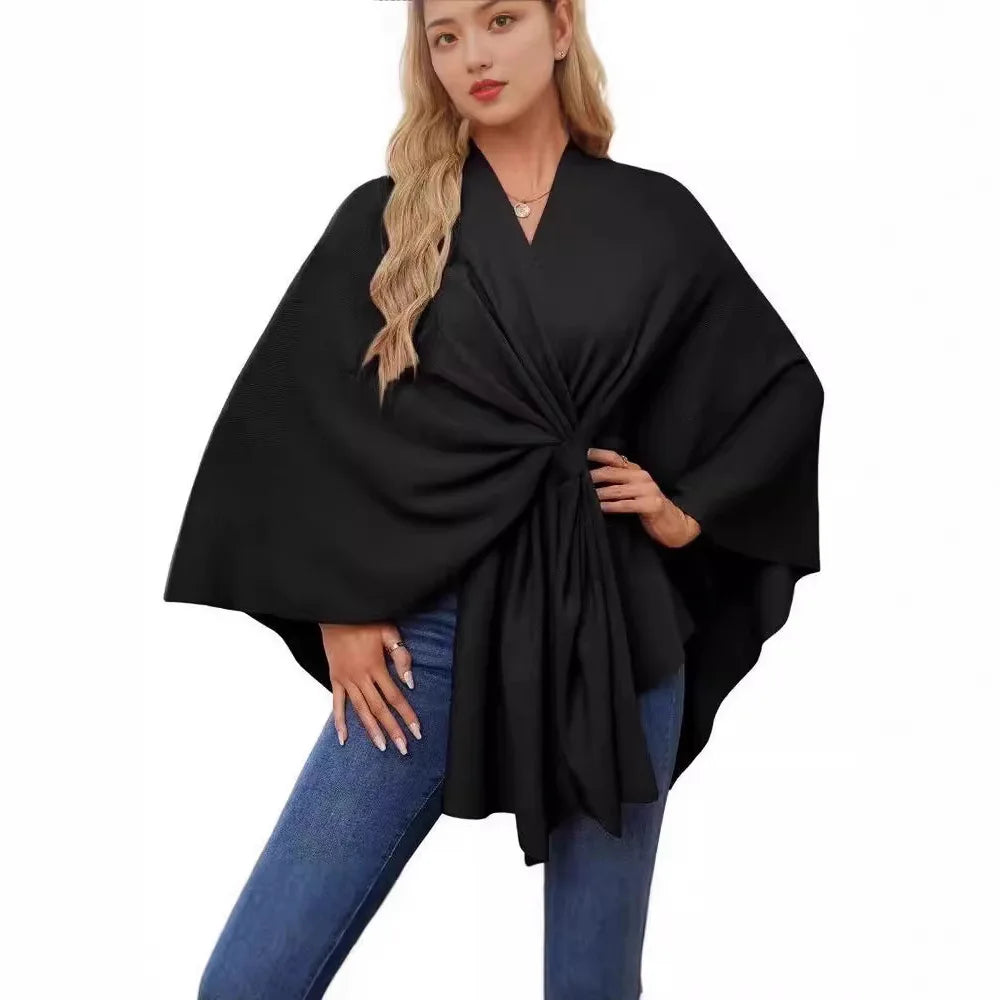 Aqua Wave Knot Poncho
