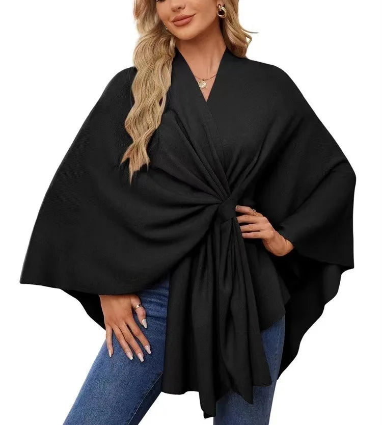 Aqua Wave Knot Poncho