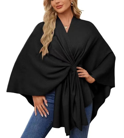 Aqua Wave Knot Poncho