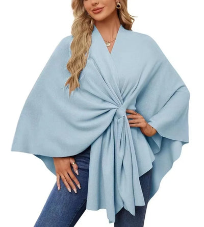 Aqua Wave Knot Poncho