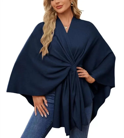 Aqua Wave Knot Poncho
