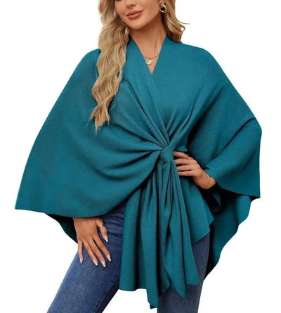 Aqua Wave Knot Poncho