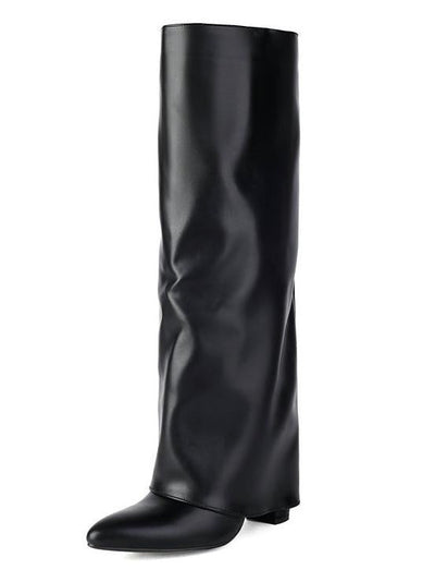 Pointed toe high heel western jeans boots