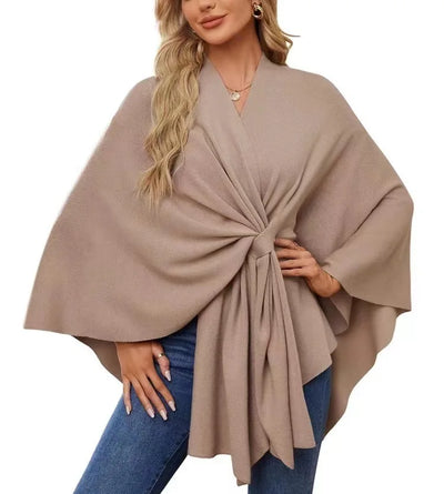 Aqua Wave Knot Poncho