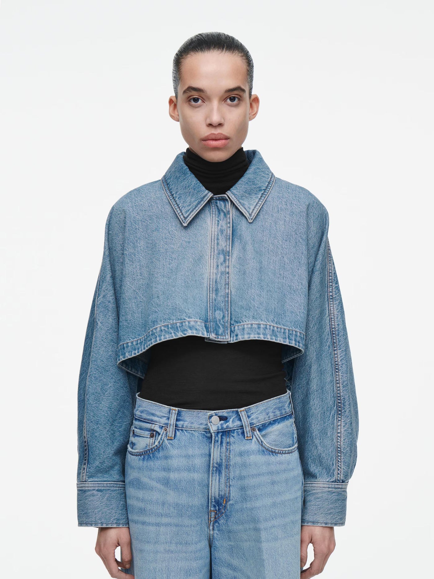 Oversized Cropped Denim Jacket