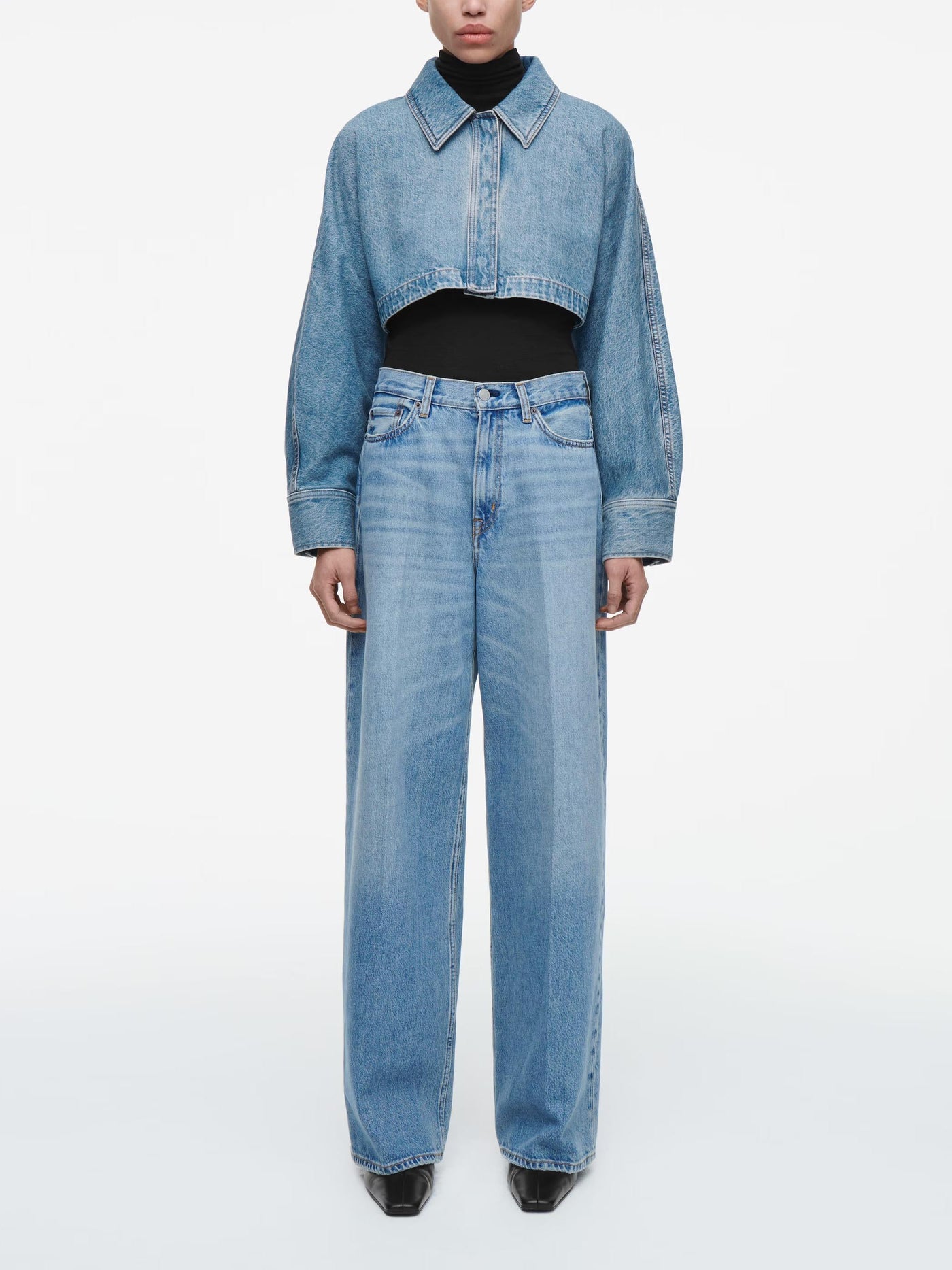 Oversized Cropped Denim Jacket