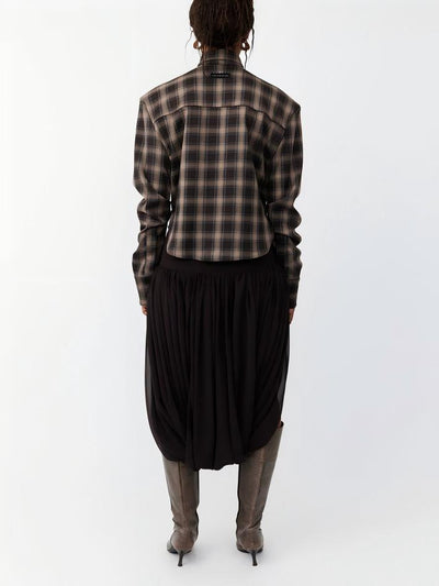 Kafra Brown Plaid Blouse