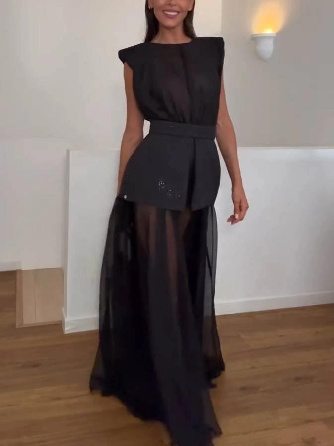 Sheer Mesh Maxi Dress