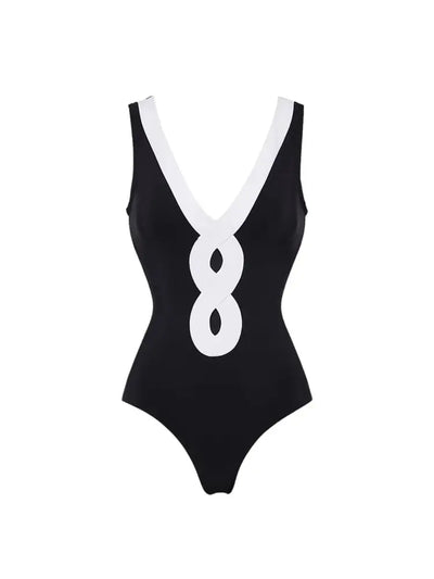 Colorblock One Piece Swimsuit Set