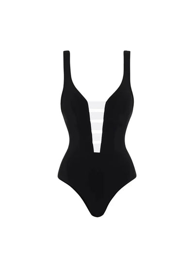 Colorblock Minimal One Piece Swimsuit Set