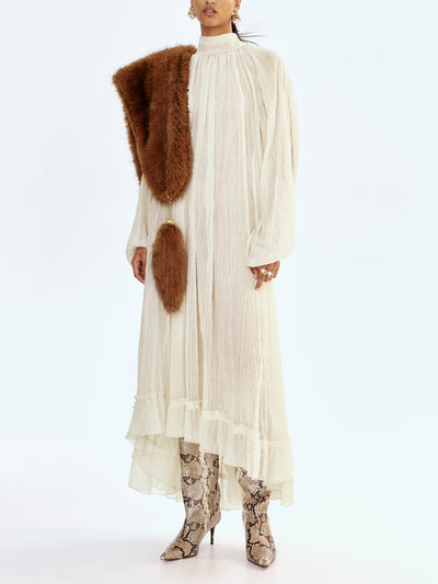 Textured High Neck Maxi Dress