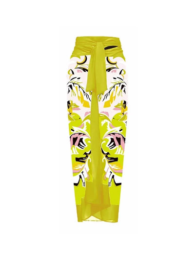 Floral Print One-Piece with 3D Yellow Flower