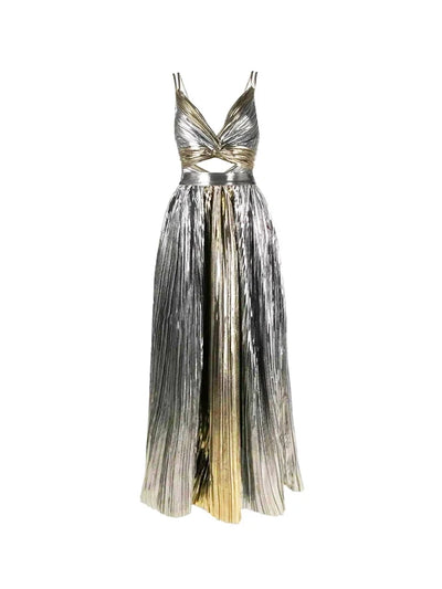 Cutout Silver Patchwork One-Piece with Skirt
