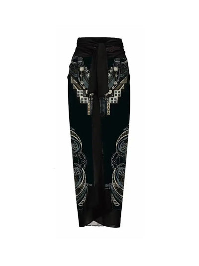 3D Black Floral Bust Decor Printed Swimsuit