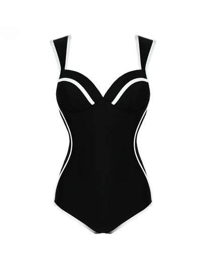 Colorblock Korean Style Sweetheart Swimsuit