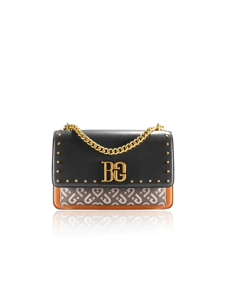 Vintage Studded Chain Crossbody Box Bag