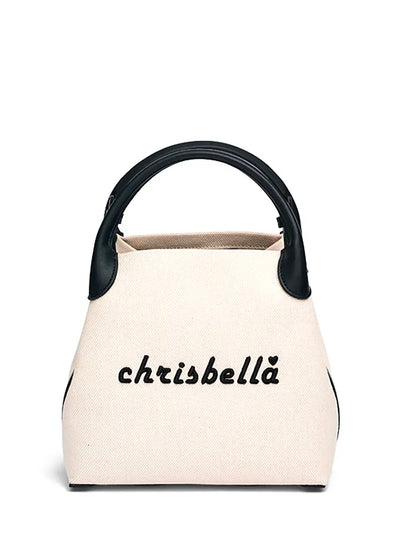 New High-End Letter Canvas Tote with Detachable Strap
