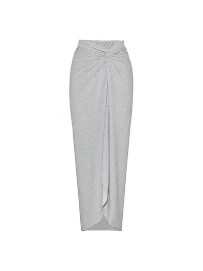 Silver Glossy Long Sleeve One-Piece Swimsuit