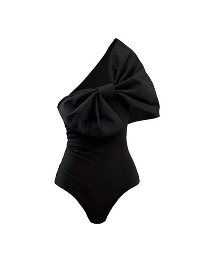 Black and White Bow One Piece Swimsuit Set