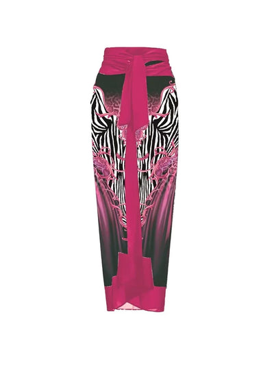 Magenta Floral Print 3D Flower Swimsuit