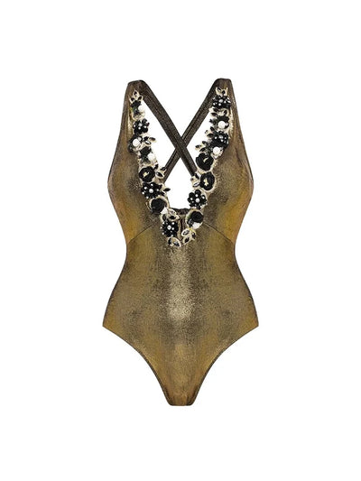 Golden Butterfly Shimmer One-Piece Swimsuit