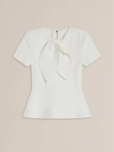 Crepe Knit Cravat Top & Pleated Suiting Maxi Skirt