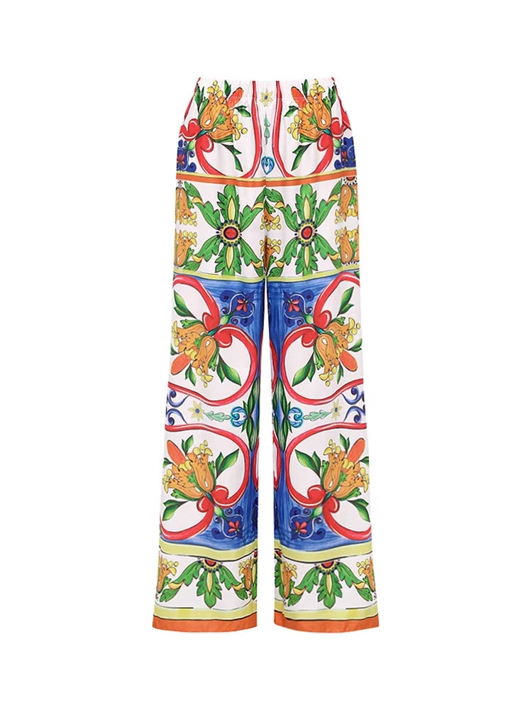 One Shoulder Enamel Print Swimsuit Set