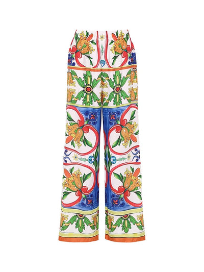 One Shoulder Enamel Print Swimsuit Set