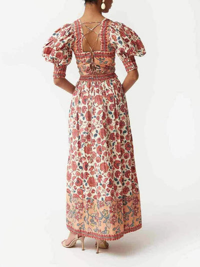 Floral Print Square Neck Top & Skirt Set