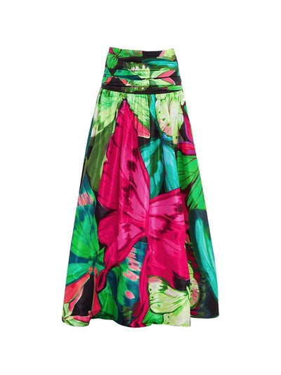 Butterfly Print Ruched Slimming Swimsuit Set