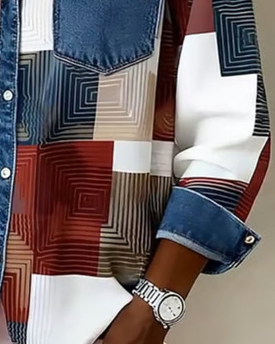 Stella® | Color Block Shirt Fashionable Collar