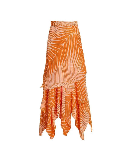 One-Shoulder Floral Salmon Print Bikini Set